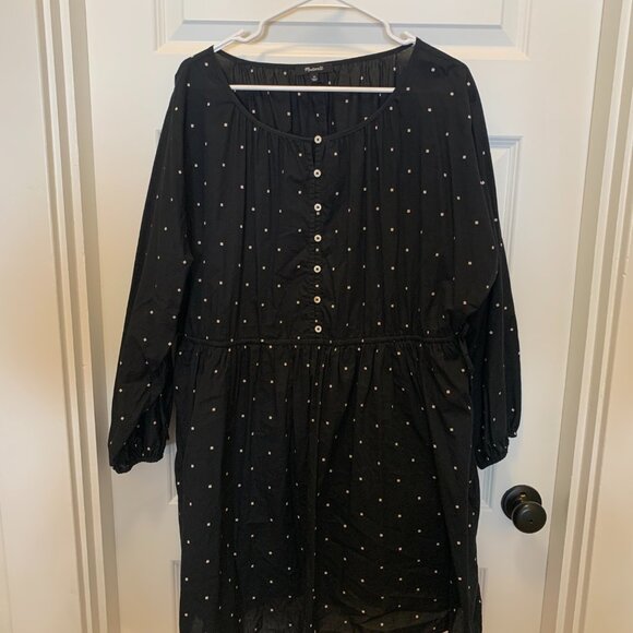 Women's Madewell Button-Front Tie-Waist Mini Dress in Square Spot Size XL - Picture 2 of 6